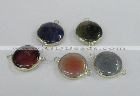 NGC453 20mm coin agate gemstone connectors wholesale