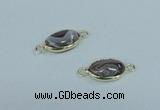 NGC457 10*14mm oval Botswana agate gemstone connectors wholesale