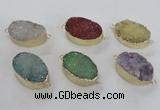 NGC476 20*30mm oval druzy agate gemstone connectors wholesale