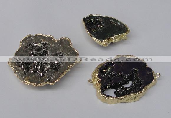 NGC487 25*35mm - 40*45mm freefrom plated druzy agate connectors