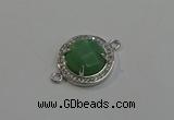 NGC5020 20mm flat round green aventurine with rhinestone connectors