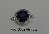 NGC5022 20mm flat round lapis lazuli with rhinestone connectors