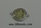 NGC5023 20mm flat round lemon quartz with rhinestone connectors