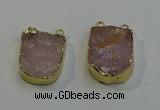 NGC5026 20*35mm - 25*40mm freeform rose quartz connectors