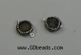 NGC5043 12mm - 14mm flat round druzy agate with rhinestone connectors