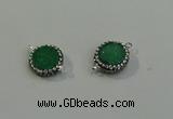 NGC5045 12mm - 14mm flat round druzy quartz with rhinestone connectors