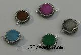 NGC5050 12mm - 14mm flat round druzy quartz with rhinestone connectors