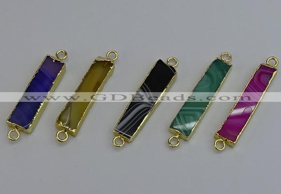 NGC5073 8*35mm - 10*40mm rectangle agate gemstone connectors