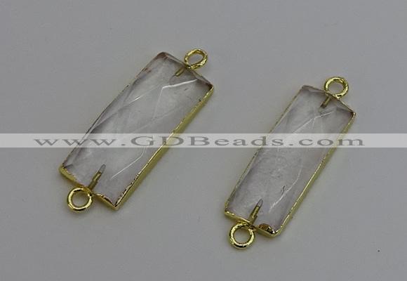 NGC5075 12*30mm - 15*35mm faceted rectangle white crystal connectors