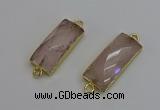 NGC5077 12*30mm - 15*35mm faceted rectangle rose quartz connectors