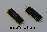 NGC5081 12*30mm - 15*30mm faceted rectangle smoky quartz connectors