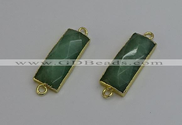 NGC5084 12*30mm - 15*35mm faceted rectangle green aventurine connectors