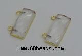 NGC5095 12*30mm - 15*35mm faceted rectangle white crystal connectors