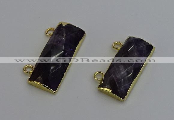 NGC5108 12*30mm - 15*35mm faceted rectangle amethyst connectors