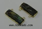 NGC5109 12*30mm - 15*30mm faceted rectangle labradorite connectors