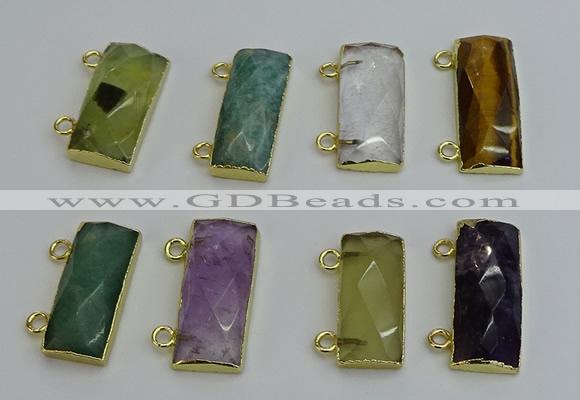 NGC5110 12*30mm - 15*35mm faceted rectangle mixed gemstone connectors