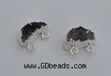 NGC5124 10*20mm - 12*20mm moon druzy amethyst gemstone connectors