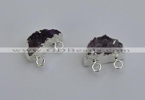 NGC5124 10*20mm - 12*20mm moon druzy amethyst gemstone connectors