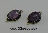 NGC5127 16*20mm oval amethyst gemstone connectors wholesale