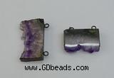 NGC5182 20*35mm - 22*40mm freeform druzy amethyst connectors