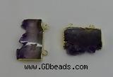 NGC5184 20*35mm - 22*40mm freeform druzy amethyst connectors