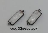 NGC5188 12*30mm - 15*30mm faceted rectangle white crystal connectors