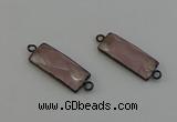 NGC5189 12*30mm - 15*30mm faceted rectangle rose quartz connectors