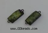 NGC5192 12*30mm - 15*30mm rectangle green rutilated quartz connectors