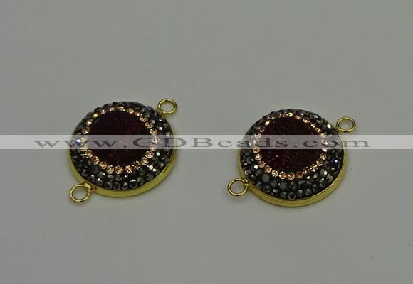 NGC5317 20mm - 22mm coin plated druzy agate connectors