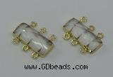 NGC5350 12*30mm - 15*30mm faceted rectangle white crystal connectors