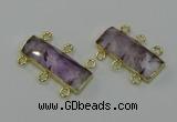 NGC5352 12*30mm - 15*30mm faceted rectangle light amethyst connectors