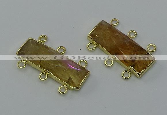 NGC5354 12*30mm - 15*30mm faceted rectangle citrine connectors