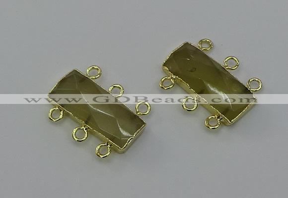 NGC5355 12*30mm - 15*30mm faceted rectangle lemon quartz connectors