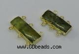 NGC5356 12*30mm - 15*30mm rectangle green rutilated quartz connectors