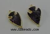 NGC5384 20*35mm - 25*40mm arrowhead amethyst gemstone connectors