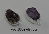 NGC5455 20*25mm - 20*30mm freeform druzy amethyst connectors