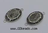 NGC5470 18*25mm oval plated druzy agate gemstone connectors