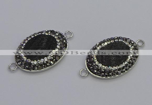 NGC5471 18*25mm oval plated druzy agate gemstone connectors