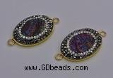 NGC5483 18*25mm oval plated druzy agate gemstone connectors