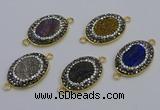 NGC5488 18*25mm oval plated druzy agate gemstone connectors