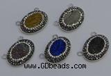 NGC5498 18*25mm oval plated druzy agate gemstone connectors