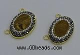 NGC5506 18*25mm oval plated druzy agate gemstone connectors