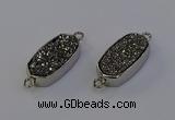 NGC5549 10*22mm - 12*25mm freeform plated druzy quartz connectors