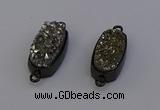 NGC5571 10*22mm - 12*25mm freeform plated druzy quartz connectors