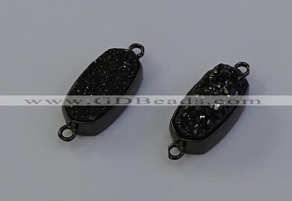 NGC5577 10*22mm - 12*25mm freeform plated druzy quartz connectors