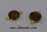 NGC5595 15mm - 16mm coin plated druzy agate connectors wholesale