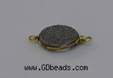 NGC5616 15*20mm oval plated druzy quartz connectors wholesale