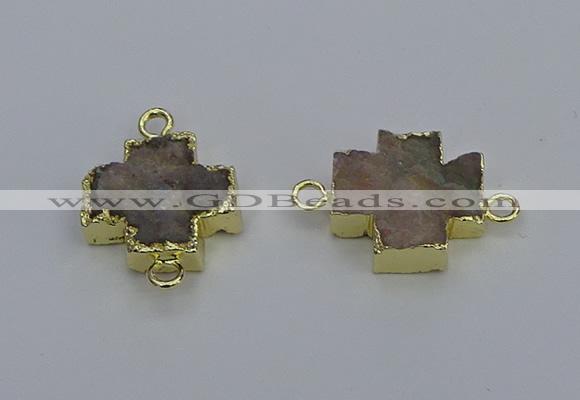 NGC5663 20*20mm - 22*22mm cross druzy agate connectors wholesale