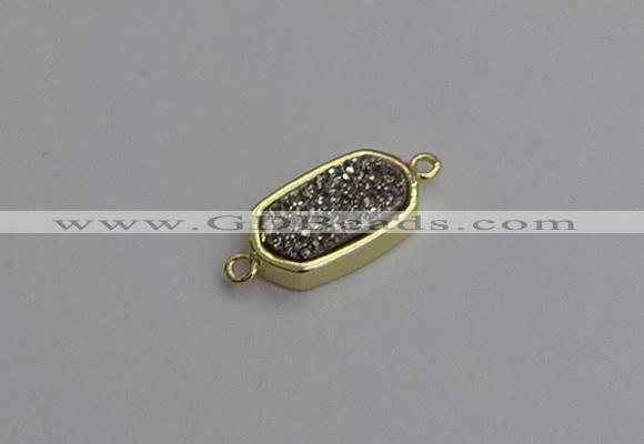 NGC5709 10*16mm freeform plated druzy quartz connectors