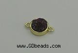 NGC5782 12mm coin plated druzy agate connectors wholesale